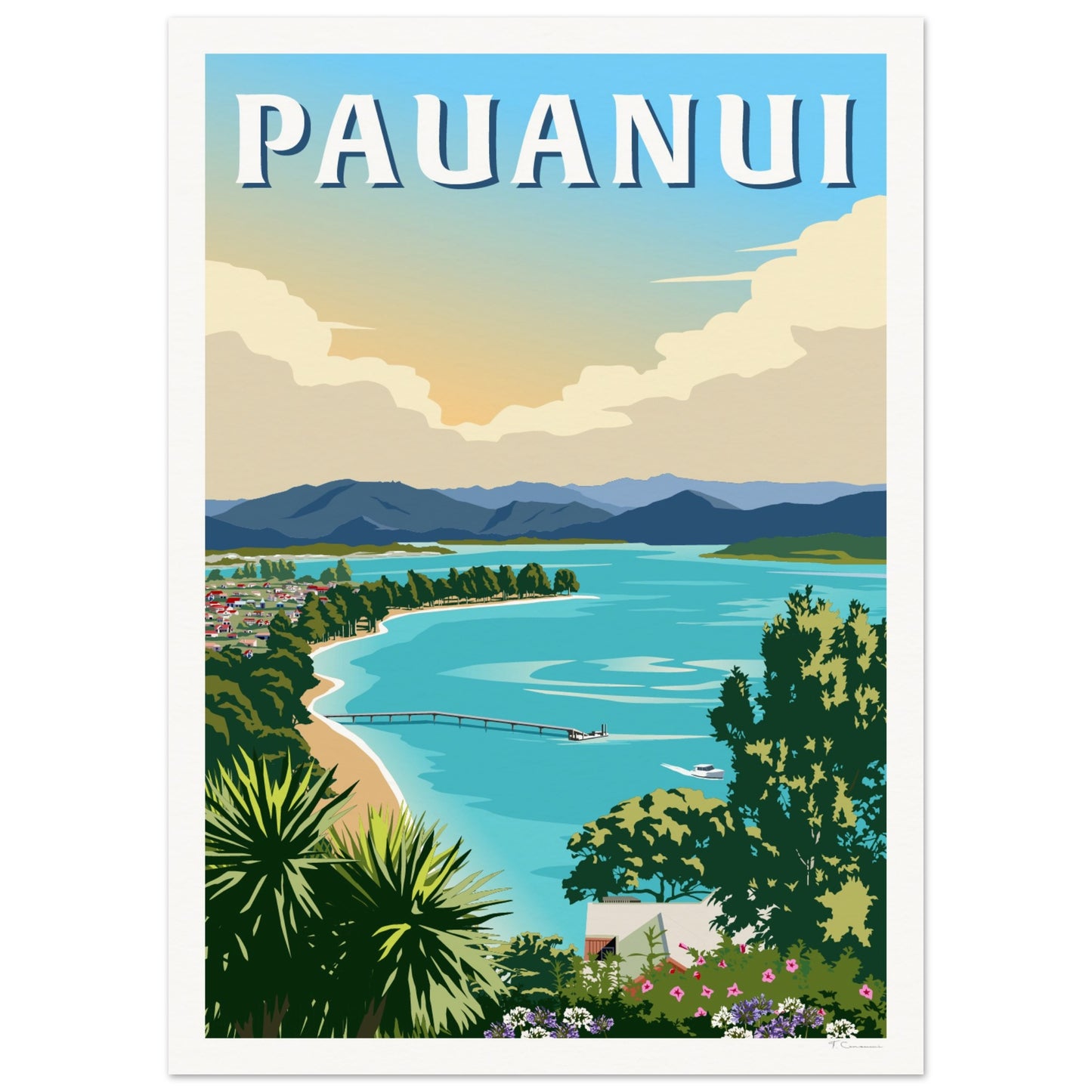 Pauanui Travel Poster, New Zealand