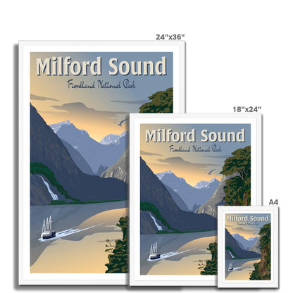 Milford Sound - Fiordland National Park - Travel Poster, New Zealand