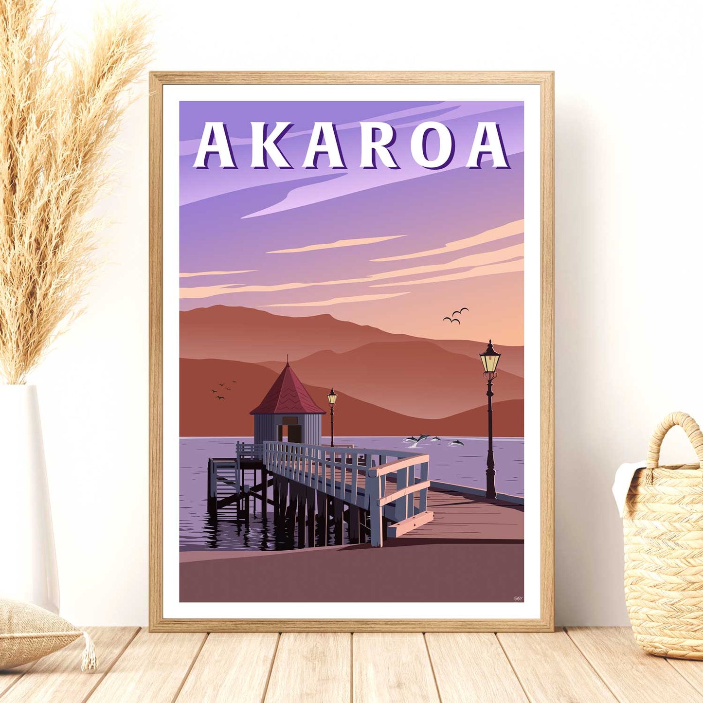 Akaroa Travel Poster, New Zealand