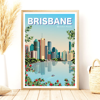 Brisbane Travel Poster - Queensland, Australia