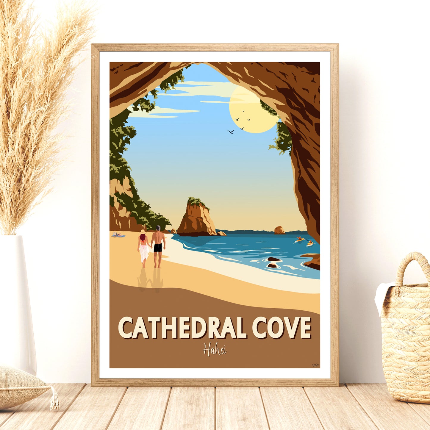 Cathedral Cove Travel Poster, New Zealand