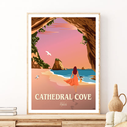 Cathedral Cove - Hahei - Travel Poster, New Zealand