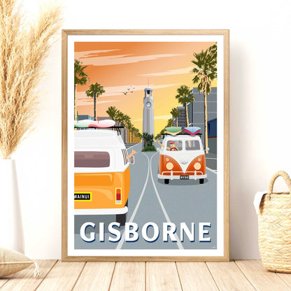 Gisborne - Sunrise - Travel Poster, New Zealand