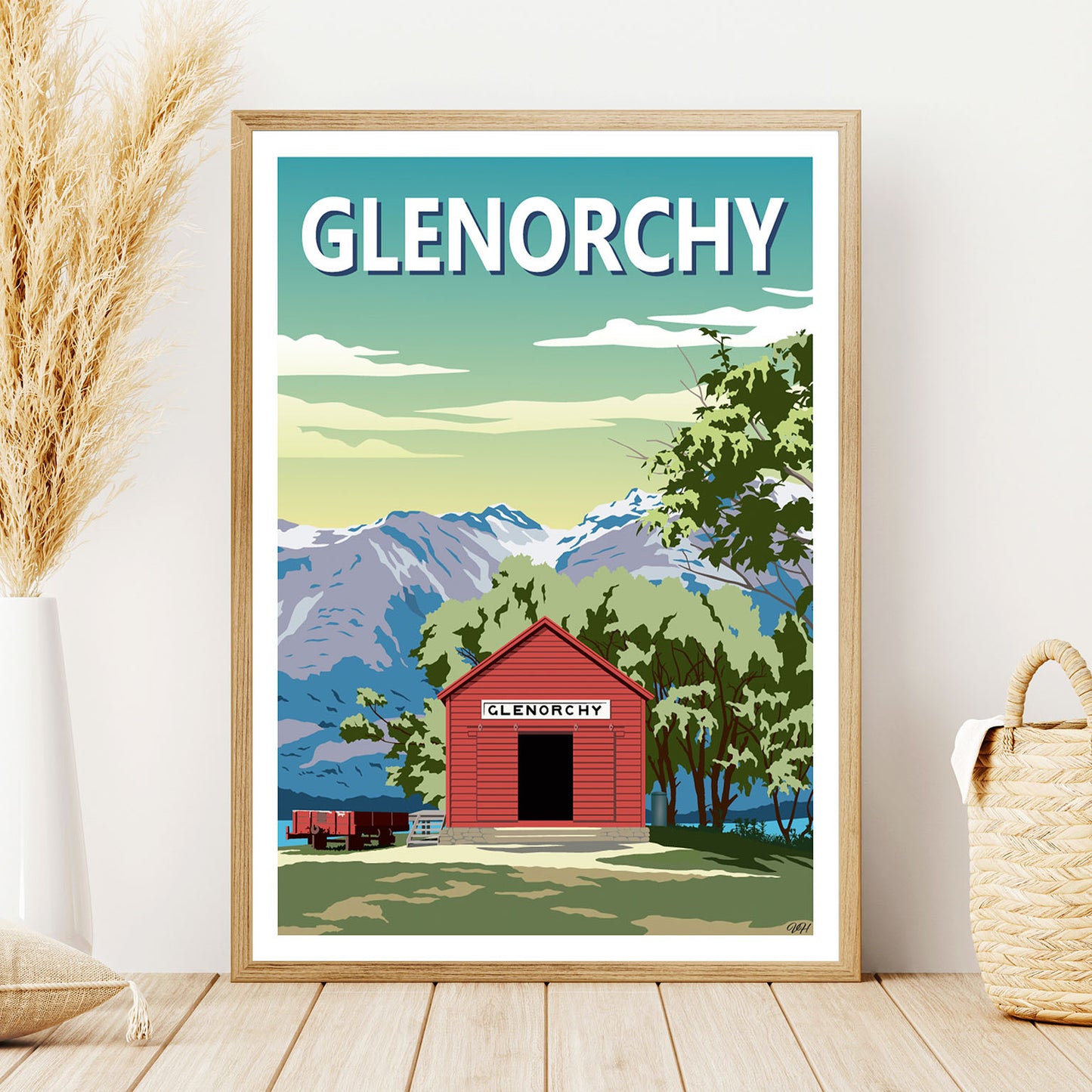 Glenorchy Shed Summer Travel Poster, New Zealand