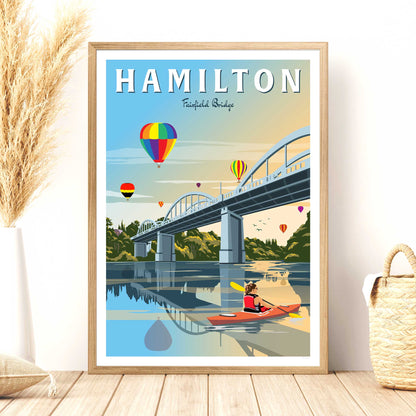 Hamilton - Fairfield Bridge - Travel Poster, New Zealand