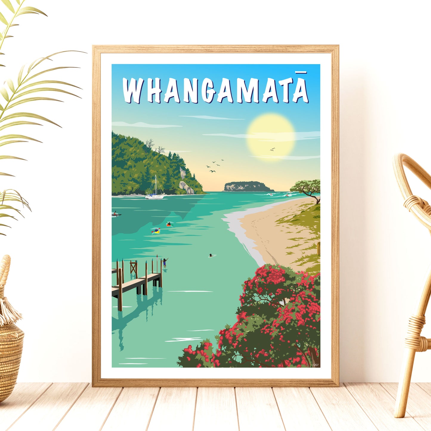 Whangamatā Travel Poster, New Zealand