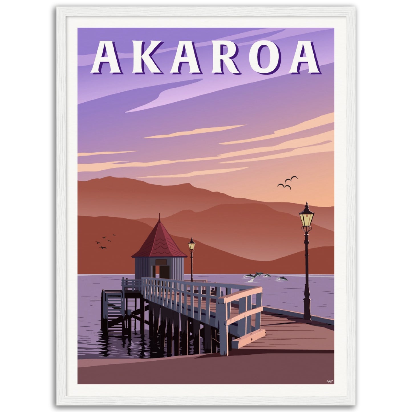 Akaroa Travel Poster, New Zealand