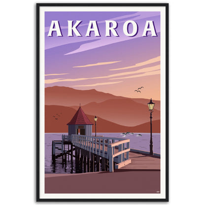 Akaroa Travel Poster, New Zealand