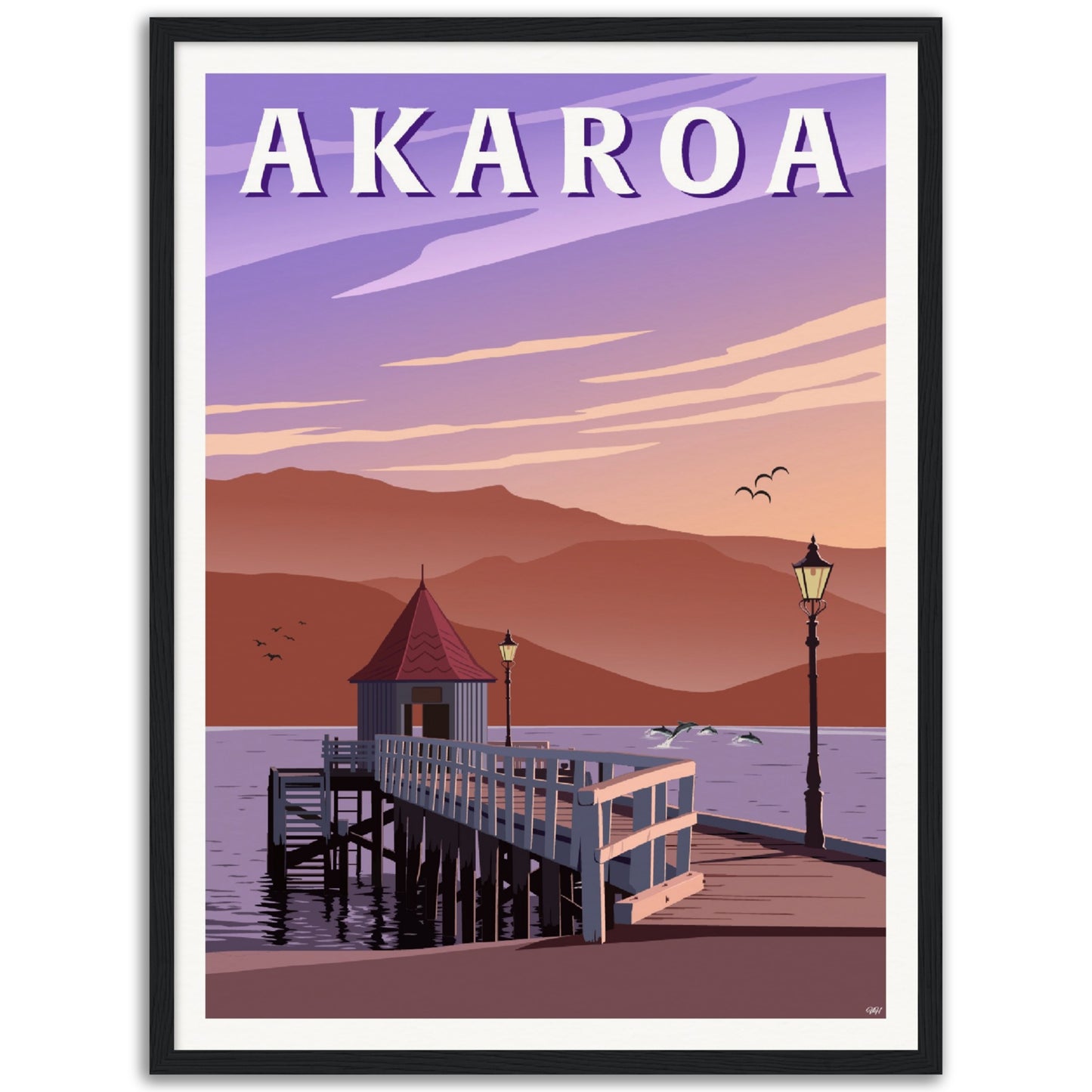 Akaroa Travel Poster, New Zealand