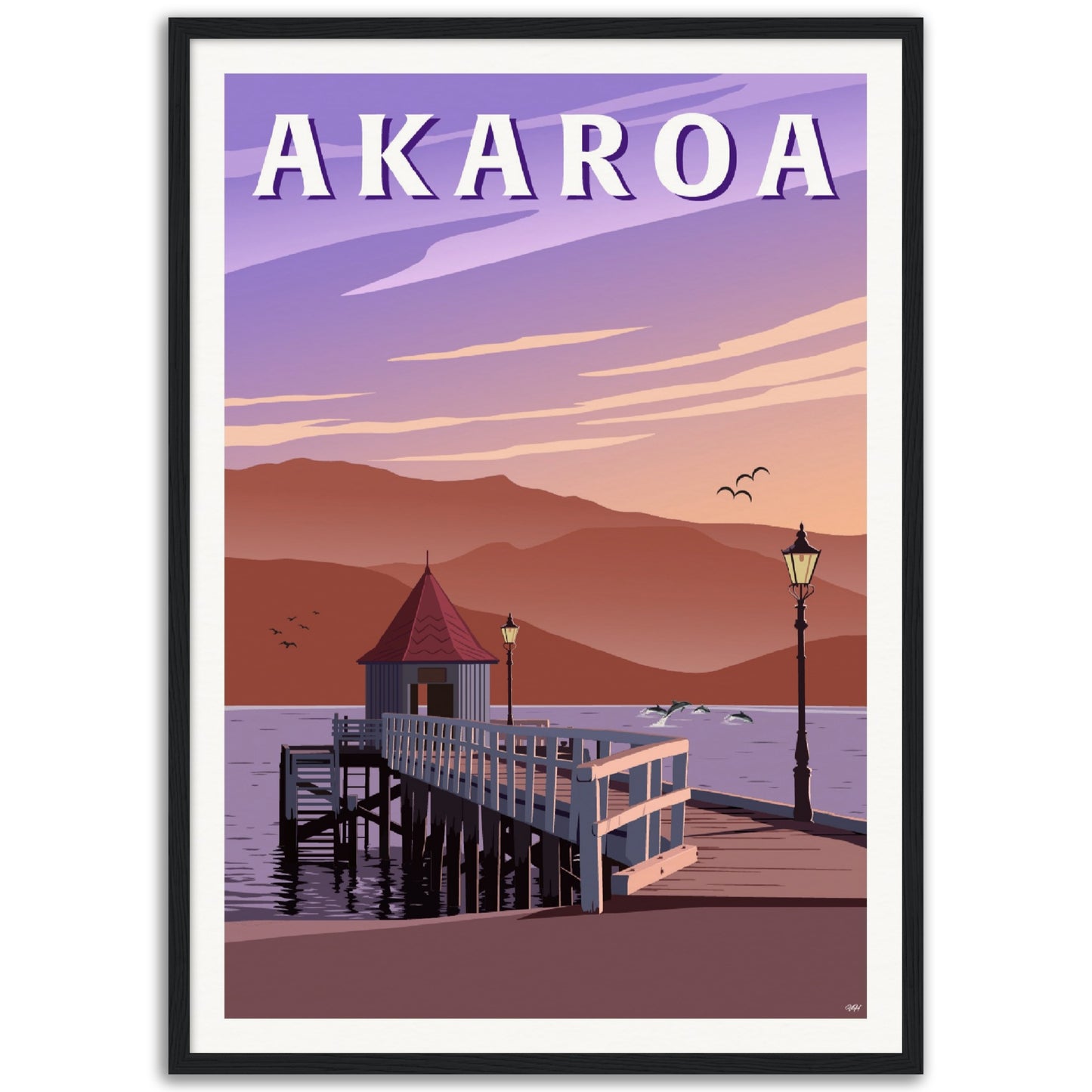 Akaroa Travel Poster, New Zealand