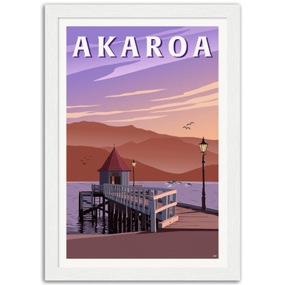 Akaroa Travel Poster, New Zealand