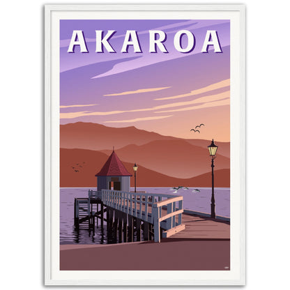 Akaroa Travel Poster, New Zealand