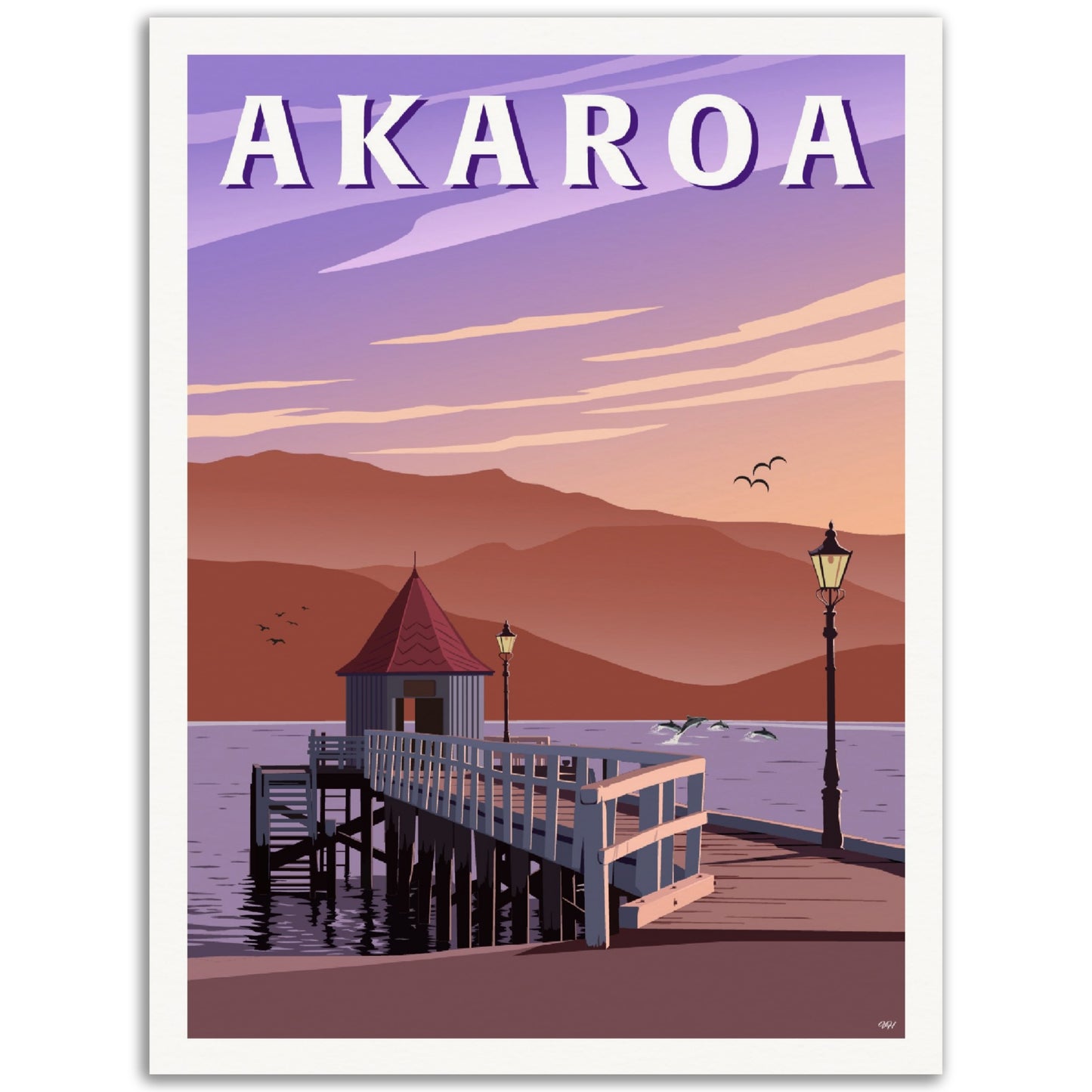 Akaroa Travel Poster, New Zealand