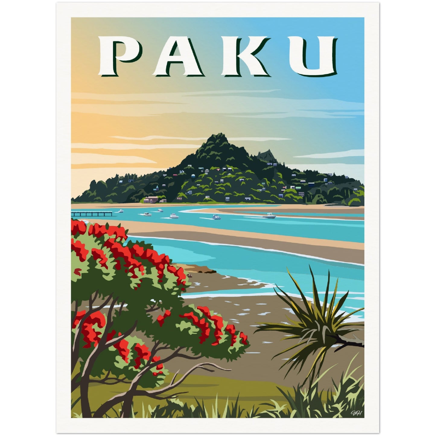 Mount Paku Travel Poster, Tairua, New Zealand