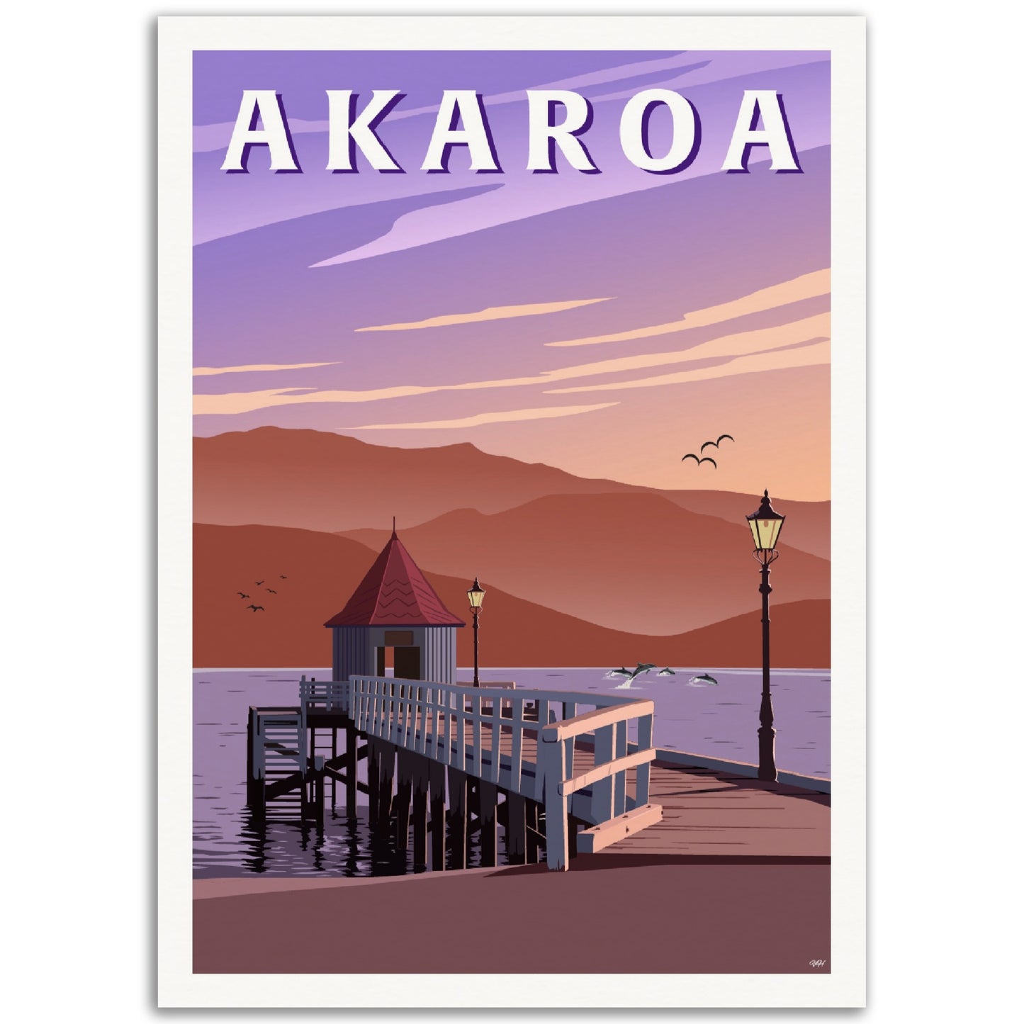 Akaroa Travel Poster, New Zealand