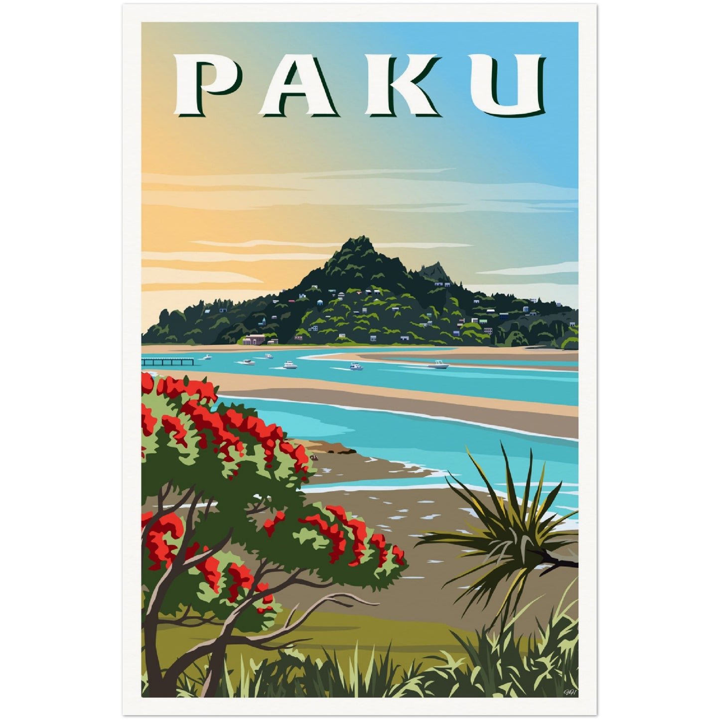 Mount Paku Travel Poster, Tairua, New Zealand