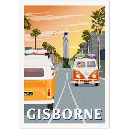 Gisborne - Sunrise - Travel Poster, New Zealand