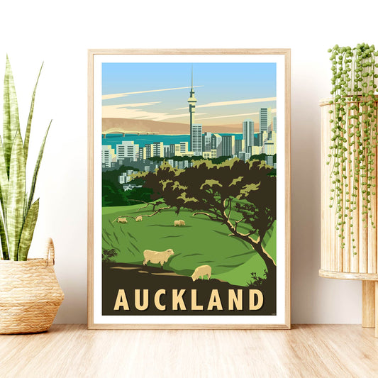 Mount Eden, Auckland Travel Poster, New Zealand