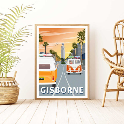 Gisborne - Sunrise - Travel Poster, New Zealand