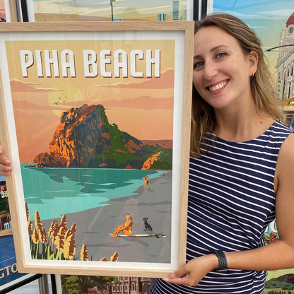 Piha Beach Travel Poster, New Zealand