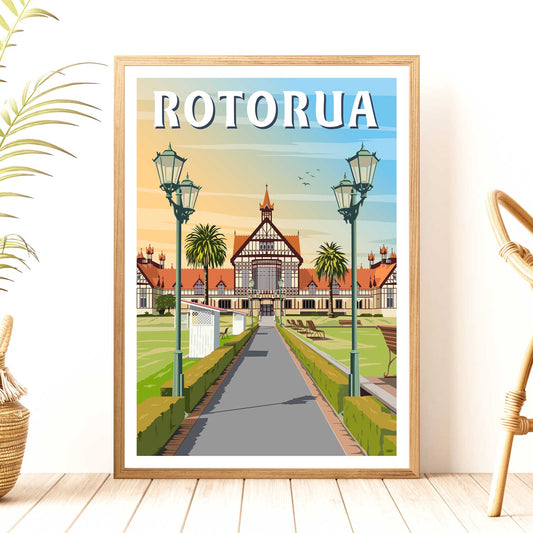 Rotorua Travel Poster, New Zealand