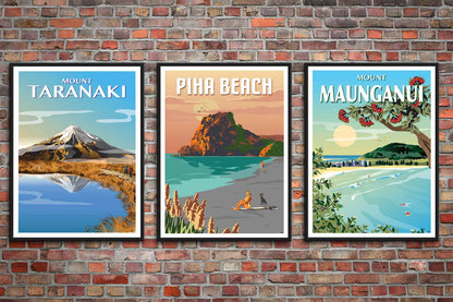 The Surf Highway Triptych - Piha, Taranaki, Mt Maunganui