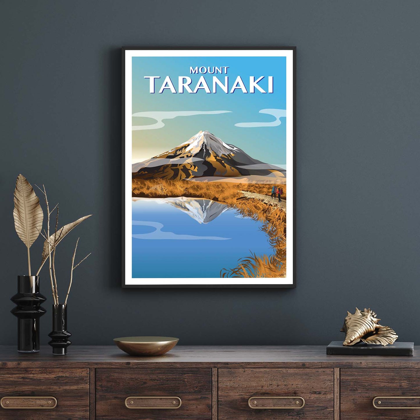 Mount Taranaki, Autumn Travel Poster, New Zealand