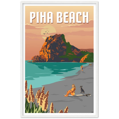 Piha Beach Travel Poster, New Zealand