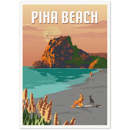 Piha Beach Travel Poster, New Zealand