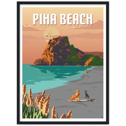 Piha Beach Travel Poster, New Zealand