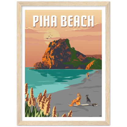 Piha Beach Travel Poster, New Zealand