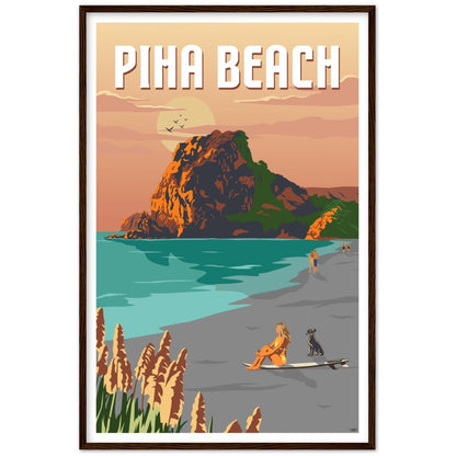 Piha Beach Travel Poster, New Zealand