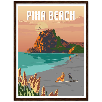 Piha Beach Travel Poster, New Zealand