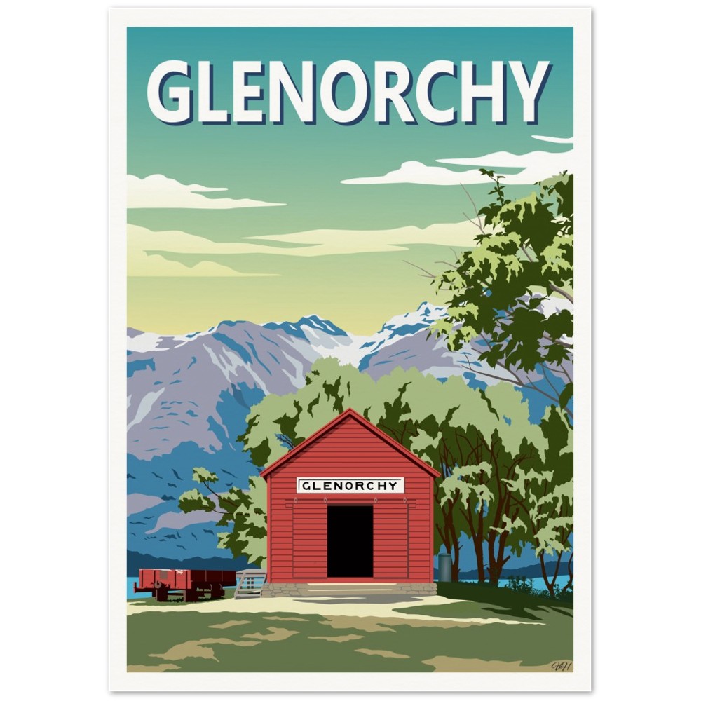 Glenorchy Shed Summer Travel Poster, New Zealand