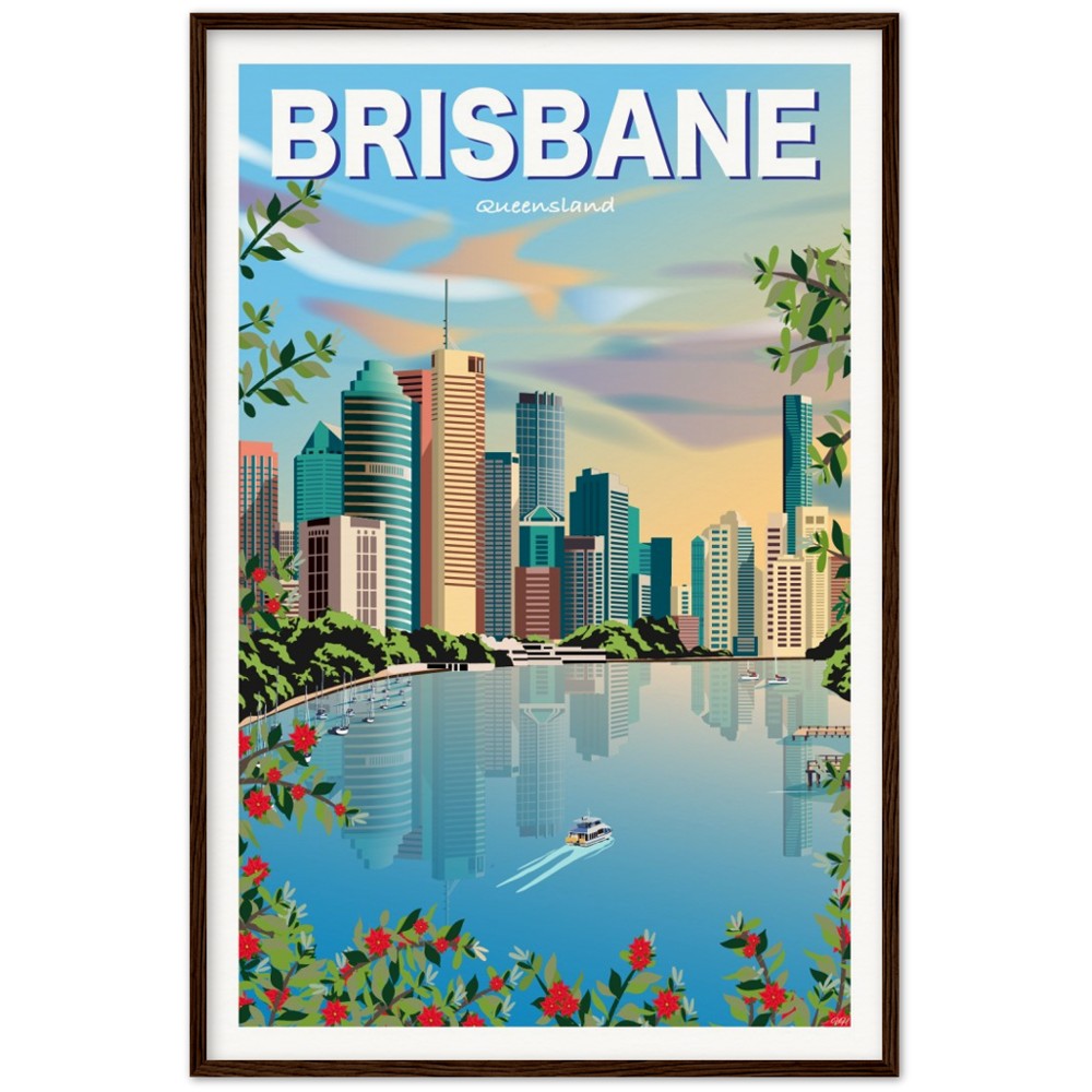 Brisbane Sky Travel Poster - Queensland, Australia