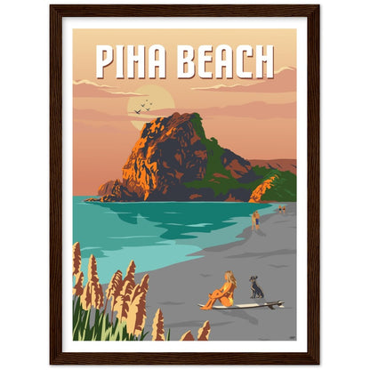 Piha Beach Travel Poster, New Zealand