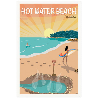 Hot Water Beach Travel Poster, New Zealand