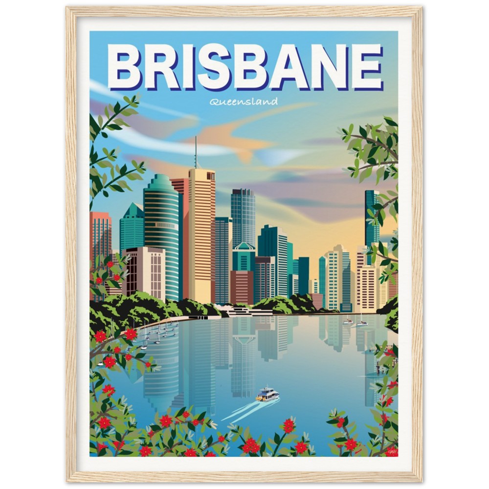 Brisbane Sky Travel Poster - Queensland, Australia