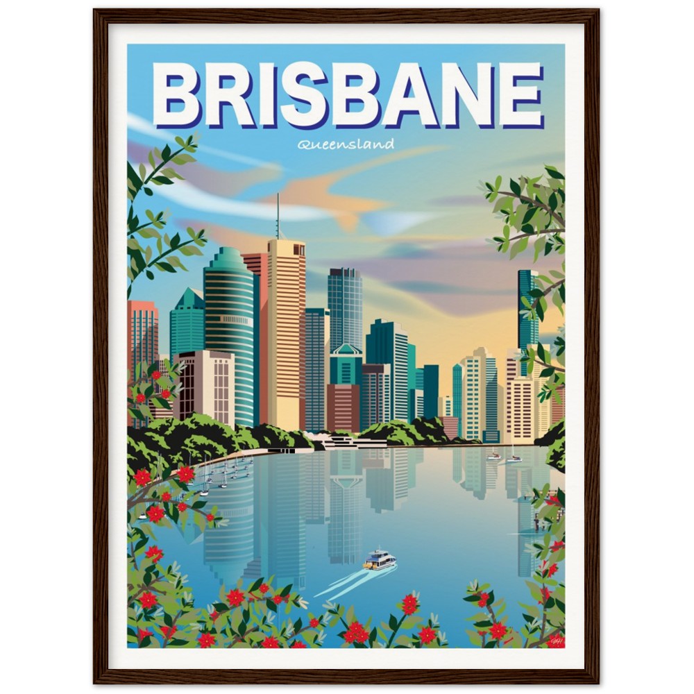 Brisbane Sky Travel Poster - Queensland, Australia